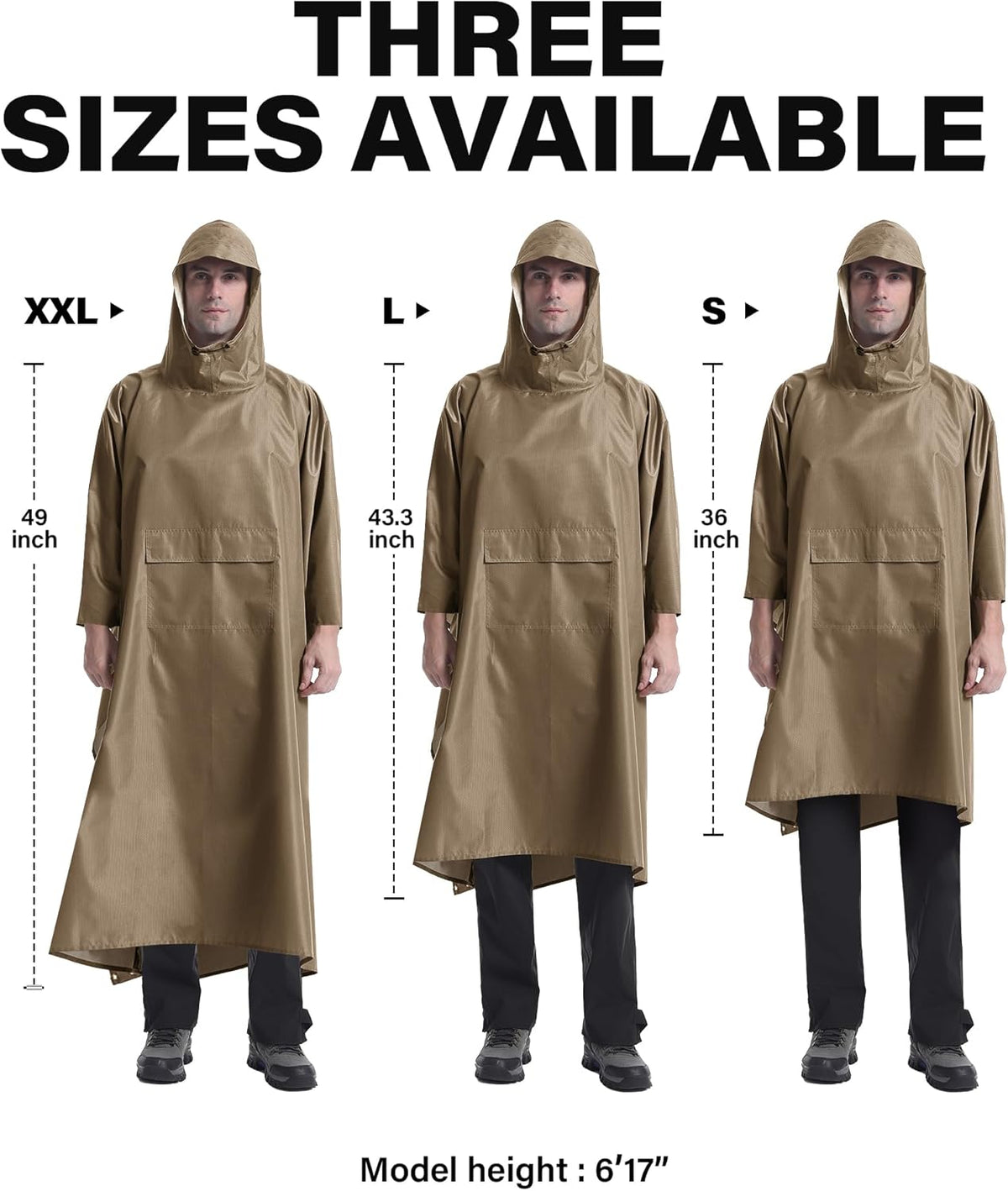 iCreek Hooded Rain Poncho with Pocket Waterproof Lightweight Unisex Raincoat Jacket for Hiking, Camping, Outdoor