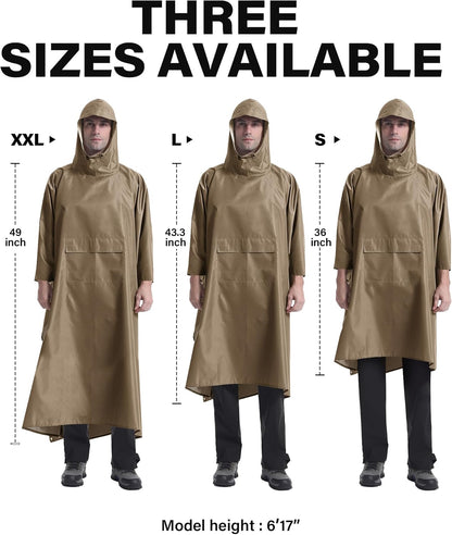 iCreek Hooded Rain Poncho with Pocket Waterproof Lightweight Unisex Raincoat Jacket for Hiking, Camping, Outdoor
