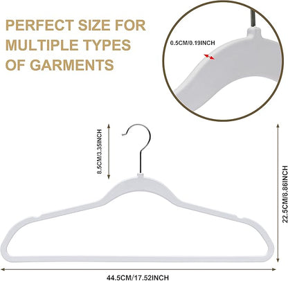 Quality Hangers Clothes Hangers 200 Pack - Non-Velvet Plastic Hangers for Clothes, 17.5 inch Coat Hanger Set -Space-Saving Closet Hangers with Chrome Hook, Functional Non-Flocked Hangers, Cream White