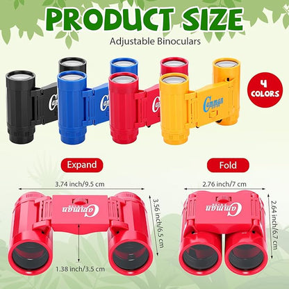 12 Set Binocular Compass Magnifying Glass Set Christmas Birthday Gift Small Telescope Binocular with Whistle Bag for Outdoor Exploring Stocking Stuffer(Assorted Color,Novelty)