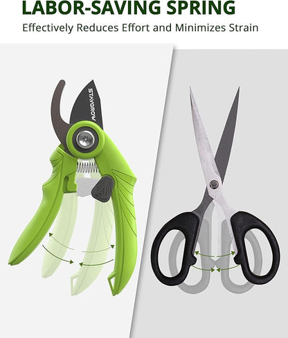 Garden Shears - 6.9" Pruning Shears for Gardening with SK5 Stainless Steel Sharp Blades, Tree Trimmer Garden Scissors with Comfort Handle and Safety Lock, Gardening Hand Tools - Green