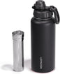 Vesmoon Vessence 32 Oz Stainless Steel Tea Infuser Bottle for Loose Leaf Tea, Water, Herbs, Fruits - Triple Layered Insulated, Leak Proof Bottle with Lid and Clip Handle - 24 Hours Hot/Cold