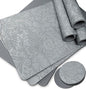 Spring Floral Pattern Placemats and Coasters Set, Embossed Flower Dinner Table