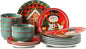 glowworm Christmas Dinnerware Sets for 6, 18 Pieces Plates and Bowls Set, Ceramic Dishes Set for 6, Oven, Microwave & Dishwasher Safe