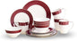 16-Piece Fine Bone China Dinnerware Set, Dinner Plates,Bowls and Mugs Set, Dishware Set for 4, With Selected Christmas Premium Red and Green pattern, White Embossed Spot Ornament and Gold Rim
