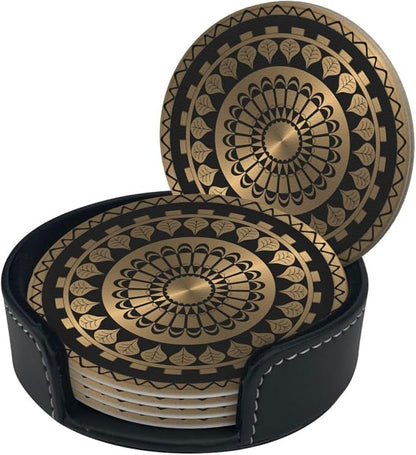 Drink Coasters with Holder Stand Set of 6