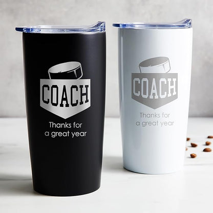 Lifetime Creations Engraved Hockey Coach Tumbler: Hockey Coaches Gifts, Hockey Coach Thank You Gift Ideas, Appreciation Gift, Insulated Stainless Steel (Matte Black, 20 Ounce Travel Mug)