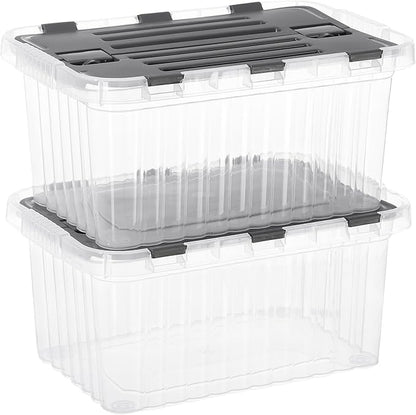Superio Storage Bins with Lids, Clear Plastic Containers for Organizing, Stackable Totes, BPA Free, Odor Free, Organizer Boxes for Home, and Dorm (2 Pack, 15"x10"x7")