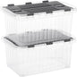 Superio Storage Bins with Lids, Clear Plastic Containers for Organizing, Stackable Totes, BPA Free, Odor Free, Organizer Boxes for Home, and Dorm (2 Pack, 15"x10"x7")