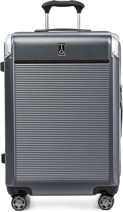 Travelpro Platinum Elite Hardside Expandable Checked Luggage, 8 Wheel Spinner, TSA Lock, Hard Shell Polycarbonate Suitcase, Vintage Grey, Checked Medium 25-Inch