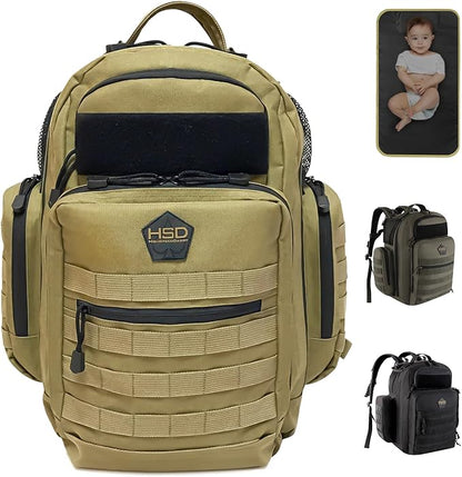 HighSpeedDaddy - Baby Diaper Backpack, Military-Grade, Waterproof, Compact Baby Travel Bag with Diaper Changing Mat