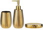Gold Bathroom Accessories 3pcs Stylish Bathroom Accessories Set Gold Soap Dispenser Pump, Tumbler and Soap Dish Modern Decor Wavy Design Ceramic Bathroom Accessory Set