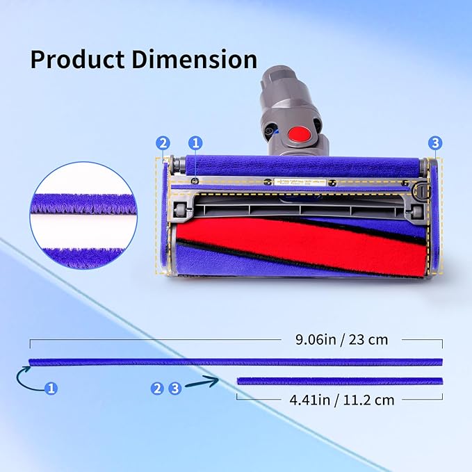 9 Pcs Soft Plush Strips Vacuum Replacement Kit Compatible with Dyson V6,V7,V8,V10,V11 Soft Roller Cleaner Head,Vacuum Attachment Replacement Parts for Home Cleaning