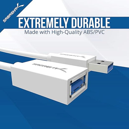 SABRENT 22AWG USB 3.0 Extension Cable - A-Male to A-Female [White] 10 Feet (CB-301W)