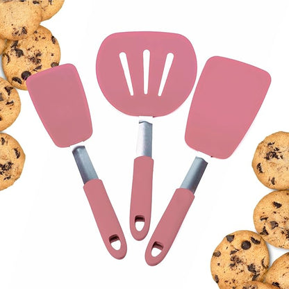 Starpack 'Flex & Flip' Flexible Silicone Turner Spatula Set (3 Pcs) - High Heat Resistant Spatulas for Cooking Egg 600°F - Silicone Pancake Turner Spatula, LFGB Grade Non Stick Rubber Kitchen Utensils