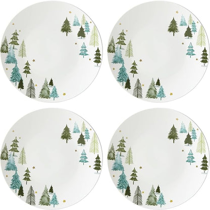 Lenox 880068 Balsam Lane 4-Piece Dinner Plate Set(Green), Christmas Drinkware, Holiday Hosting