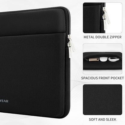 RAINYEAR Laptop Sleeve Case 13.3 Inch, Protective Portable Case with Front Pocket, Briefcase Handbag Laptop Bag Compatible with MacBook Air/Pro 13-13.3 inch, MacBook Pro 14 inch, Black