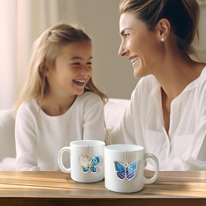 Tea Steeper for Loose Tea 2pcs NSTaygate Tea Infuser with Charm Handmade Cute Butterfly BFF Pendant, Tea Strainers for Loose Tea 304 Stainless Steel Tea Ball for Brew Tea