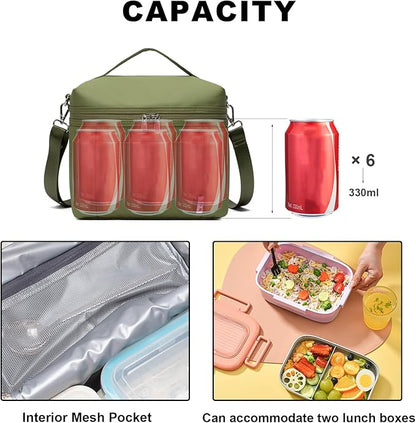 NOL Natural Organic Lifestyle Insulated Lunch Bags for Women Cooler Bag Lightweight Nylon Waterproof Lunch Box For Work
