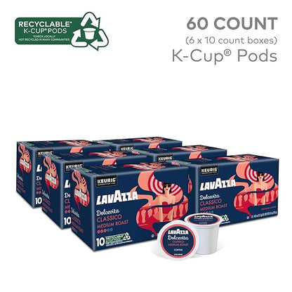 Lavazza Dolcevita Classico, Single-Serve Keurig K-Cup Pods, Medium Roast Coffee, 60-Count Box (6 Packs of 10)