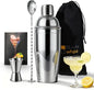Cocktail Shaker Set, 24oz Stainless Steel Bartender Kit with Measuring Jigger & Mixing Spoon,Cocktail Recipe,Professional Martini Shaker for Home Bar, Drink Mixer Set for Beginner & Bartender Gift
