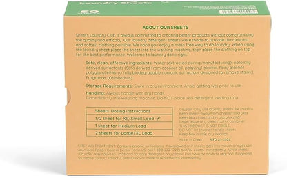 Sheets Laundry Club Laundry Detergent Sheets – 50 Sheets (100 Loads), Fresh Linen, Hassle-Free Laundry, Quick-Dissolving, Hypoallergenic, Septic Safe, Plastic-Free Packaging