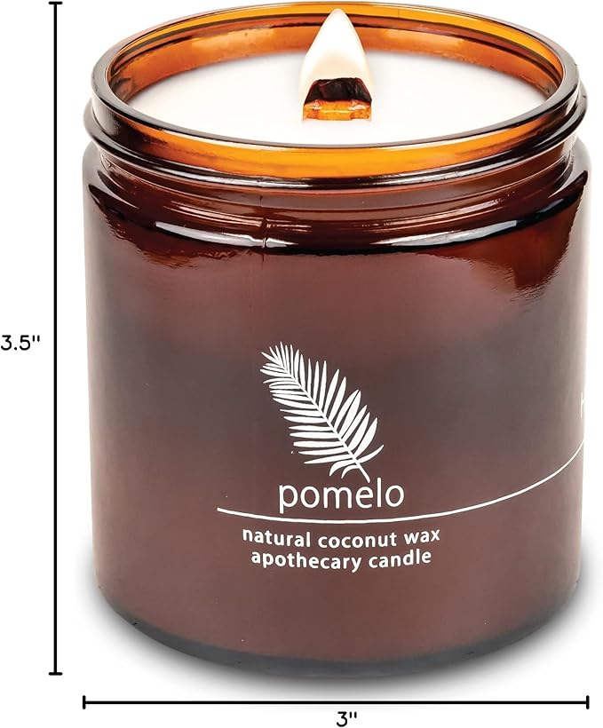 Hemlock Park Crackling Wood Wick Candle Handcrafted with Natural Coconut Wax (Large 16 oz, Pomelo Citrus)
