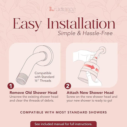 Shower Filter Head for Hard Water Improves Skin, Hair, and Nails - Large, High Output Filtered Shower Head with Filter Softens Water and Removes Chlorine and Heavy Metals, Matte Black