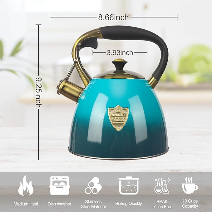 Tea Kettle -2.9 Quart Tea Kettles Stovetop Whistling Teapot Stainless Steel Tea Pots for Stove Top Whistle Tea Pot