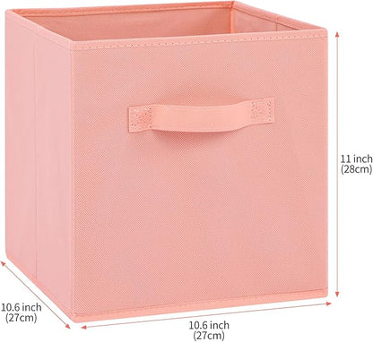 Stero Fabric Storage Bins 6 Pack Fun Colored Durable Storage Cubes with Handles Foldable Cube Baskets for Home, Kids Room, Closet and Toys Organization Peachpuff