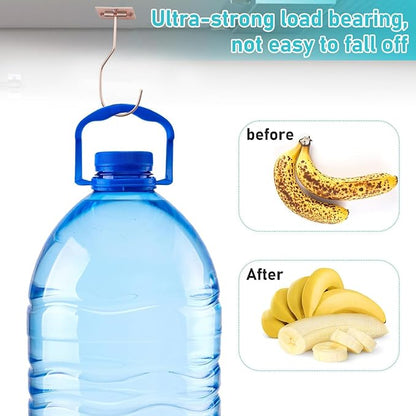 Self-Adhesive Banana Hooks, Foldable Magnetic Hanger Under Cabinet, Sturdy Metal Banana Holder for Kitchen, Space-Saving Design to Keep Bananas Fresh 3 Pieces Rose Gold