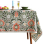 ISAENNE Designer Bohemian Linen Green Long Tablecloth Rectangle,Floral Indoor Table Cloth,Stain Resistant Decor Tablecloths for Dining Thanksgiving Kitchen Party Christmas,63"*102"-Naples