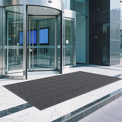 Front Door Mat, 5' x 3' Heavy Duty Indoor Outdoor Doormat, Non-Slip Backing Welcome Mats for Entryway, Low Profile, Commercial Door Mats