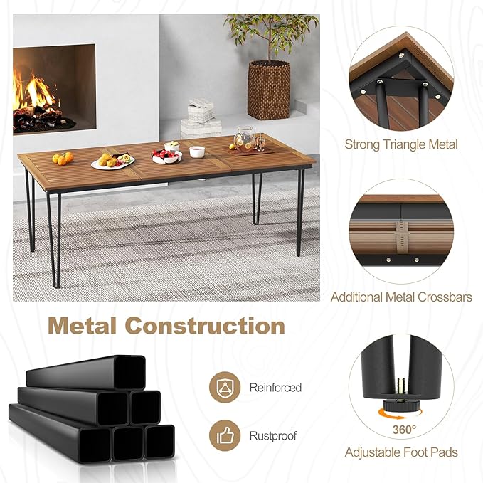 Tangkula 79 Inch Outdoor Dining Table