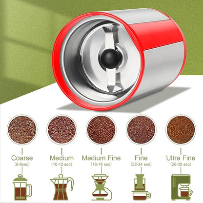 Wancle Electric Coffee Grinder, Quiet Spice Grinder, One Touch Coffee Mill for Beans, Spices and More, with Clean Brush (Red+Stainless Steel+Red)