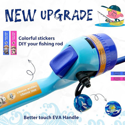 Kids Fishing Pole, Telescopic Fishing Rod, Toddler Collapsible Fishing Rod and Reel Combo with Tackle Box, Fishing Line, Bobber, and Soft Lures for Boy, Girl, Youth, Beginner, Over 4 Years Old
