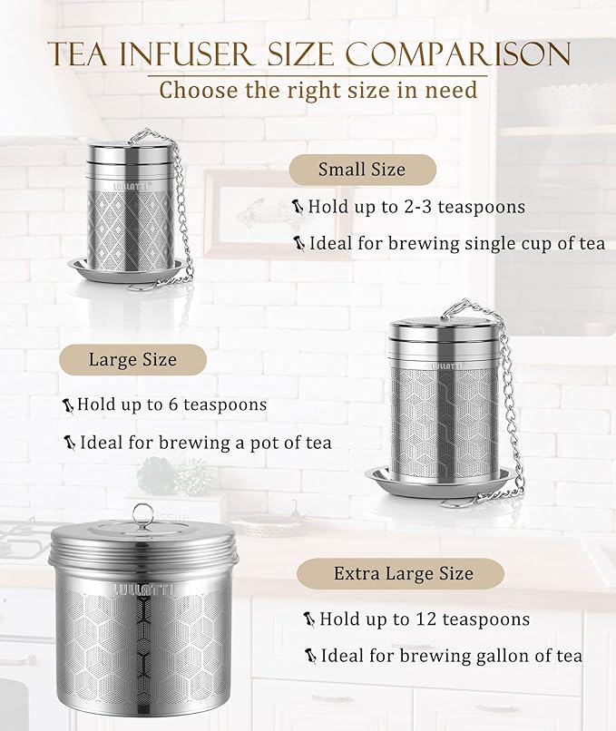 Large Tea Infuser for Loose Tea(1 Pack), 304 Stainless Steel Tea Ball Strainer, Extra Fine Mesh Tea Steeper for Brewing All Kind of Tea, Fits for Most Teapot, Cups or Mugs