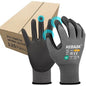 Kebada Safety Work Gloves,120 Pairs Bulk Pack, Touchscreen, PU Coated, Ideal for Warehouse, Construction, Gardening and Mechanics, Grey, X-Large
