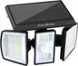 EverBrite Solar Outdoor Lights, 128 LED 7000K Solar Motion Sensor Lights, 3 Heads Security LED Flood Light, 270° Wide Lighting, IP65 Waterproof, Wall Light for Yard Patio Garden Pathway Porch
