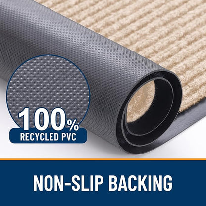 OLANLY Front Door Mat Indoor Outdoor Entrance, Waterproof Heavy Duty Doormat, Fade Resistant, Low Profile, Easy Clean Patio Porch Welcome Floor Mats for Entry, 71x47, Beige