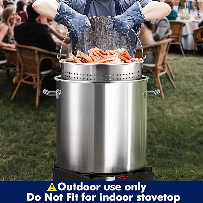 ARC 84-Quart Stainless Steel Seafood Boil Pot with Basket and 2 Brown-paper Table Cover, Larger Crab Pot for Cooking, Stock Pot for Crawfish, Crab, Lobster, Shrimp and Turkey Fryer, 21 Gallon