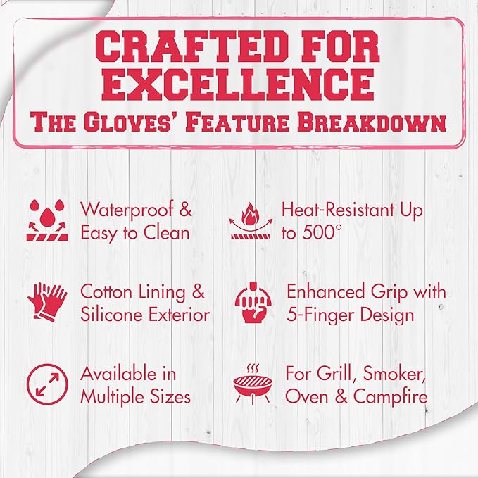 KITCHEN PERFECTION XL Silicone Smoker Oven Gloves for Women -Extreme Heat Resistant BBQ Gloves -Handle Hot Food Right on Your Grill Fryer&Pit|Waterproof Grilling Cooking Mitts|Superior Set+3 Bonuses