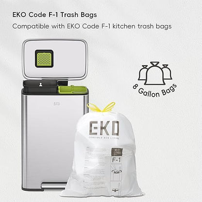EKO Madison Brushed Stainless 25L+20L Dual Compartment Step Trash Can with Inner Liner, Recycling Bin, Soft-Close Lid, Fingerprint-Resistant Finish, and Durable Stainless Steel for Home and Office