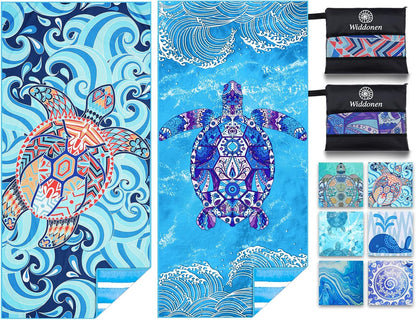 2 Pack Microfiber Lightweight Beach Towel Sand Free Quick Dry Absorbent Thin Compact Towels for Swimming Pool Camping Beach Accessories Large Easy Pack Travel Things for Vacation Essentials Gift