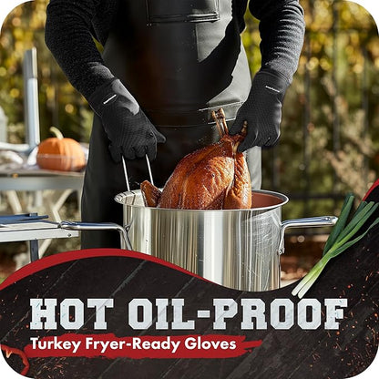 KITCHEN PERFECTION S Silicone Smoker Oven Gloves -Extreme Heat Resistant BBQ Gloves -Handle Hot Food Right on Your Grill Fryer Pit|Waterproof Oven Mitts |Superior Value Set+3 Bonuses
