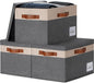 GhvyenntteS Fabric Storage Bins with Lids 3 Pack, Large Fabric Storage Baskets with Lid and Handles, Foldable Closet Organizers and Storage boxes with Label Window for Home (Beige, 15" x 11" x 9.7")