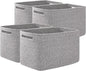 OIAHOMY 4 Pack Storage Baskets for Organizing, Cube Storage Bins for Shelves, Rectangle Storage Baskets With Handles, Woven Baskets for Storage, 12.7''Lx9''Wx7.8''H, Grey
