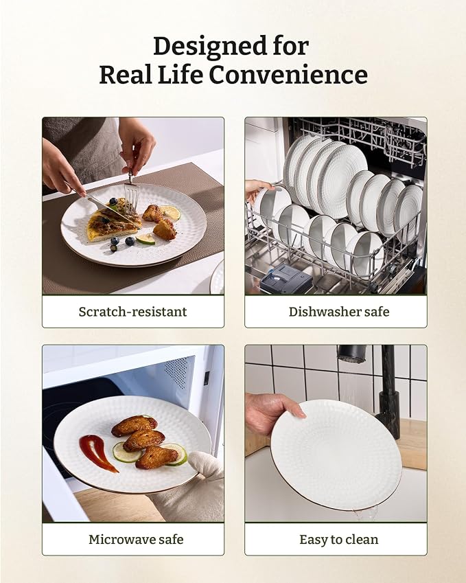 Famiware Ceramic Plates and Bowls Sets, Chip & Scratch Resistant, Microwave &