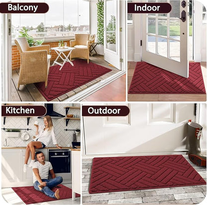 Door Mat Indoor Doormat, Entryway Rug Door Mats Non-Slip Rubber Backing, Heavy Duty Low-Profile Entrance Rugs, Absorbent Resist Dirt Doormats Floor Door mat for Entryway,Red 32"x48"