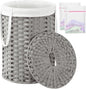 Laundry Hamper with Lid Laundry Basket with Lid 19.0 Gal (72 L) Round Laundry Basket Handwoven Rattan Basket with Lid Removable Bag 2 Mesh Bags Handles for Living Room Bathroom Gray